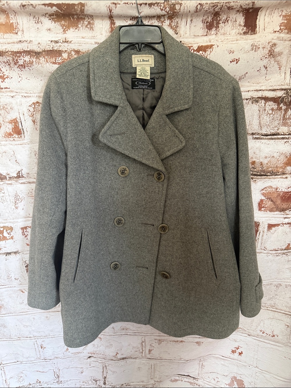 L.L. Bean Gray Wool Double-Breasted Peacoat